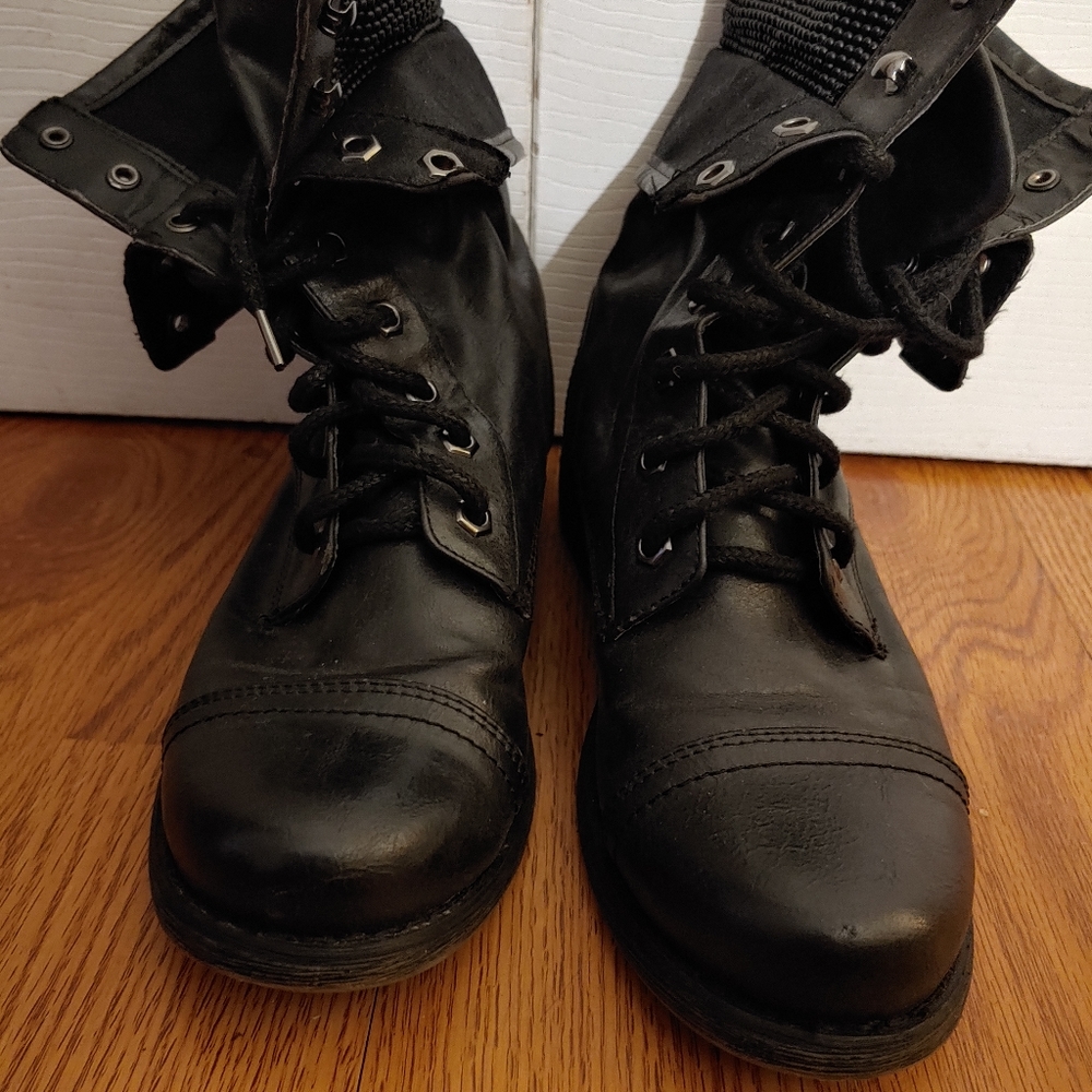 Black Leather Boots High top 6.5